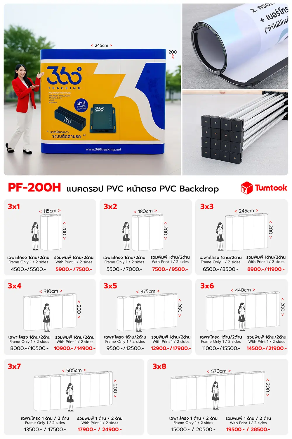 แบคดรอป PVC สูง 2 เมตร