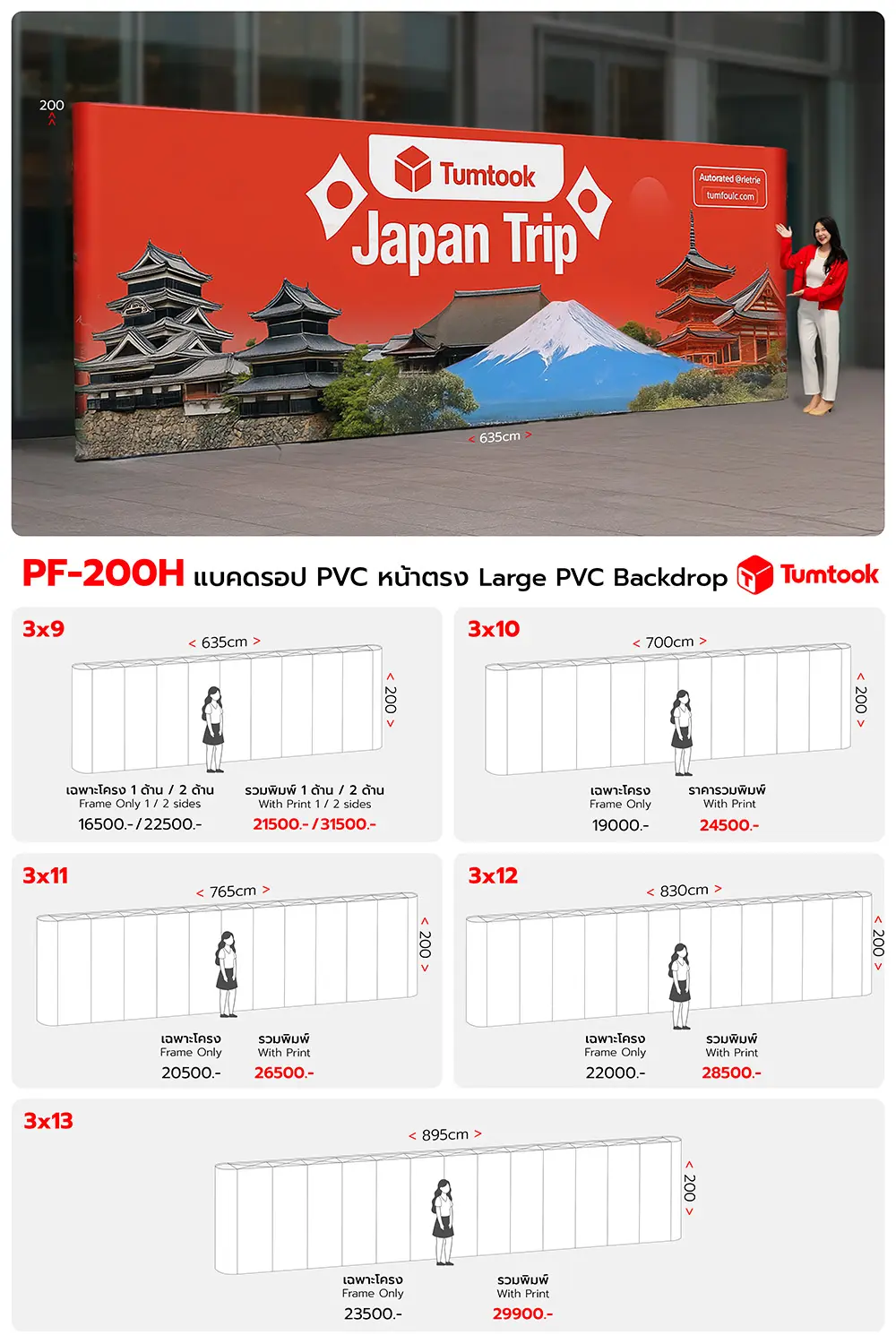 แบคดรอป PVC สูง 2 เมตร