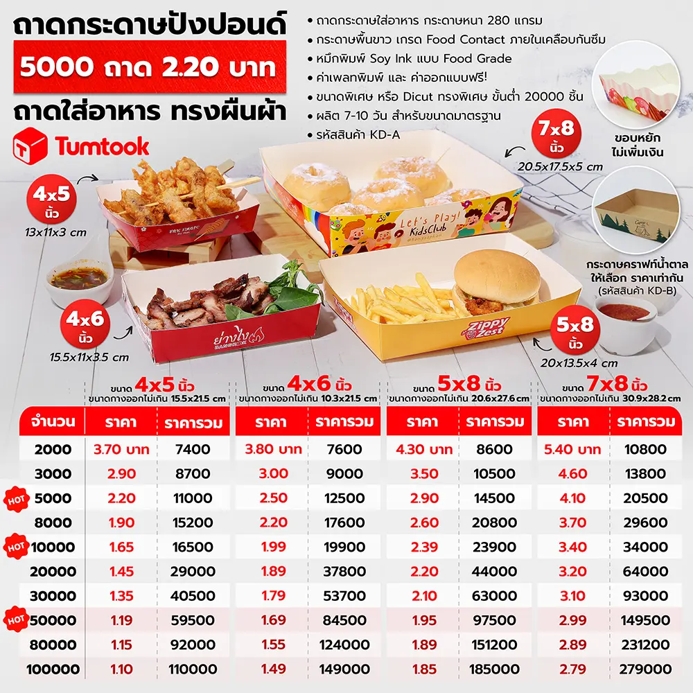 ถาดกระดาษใส่อาหาร