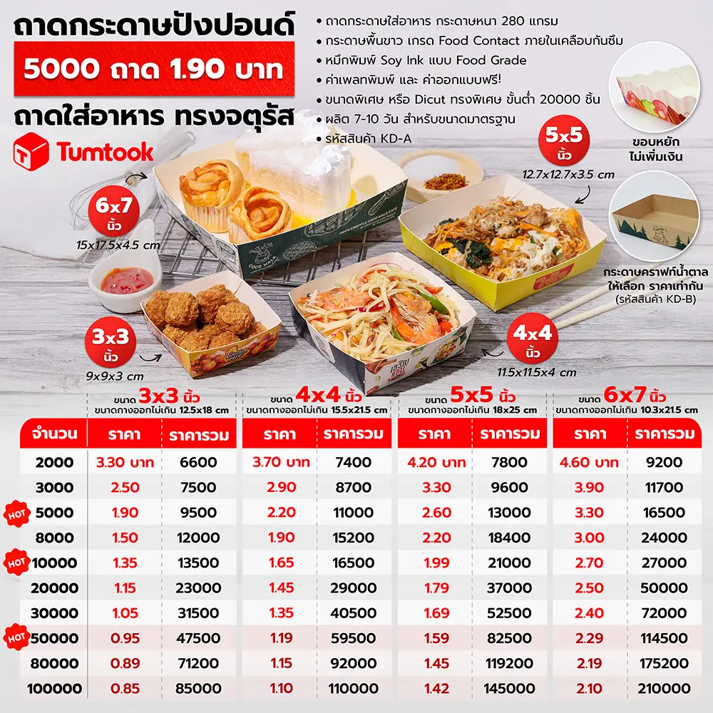ถาดกระดาษใส่อาหาร
